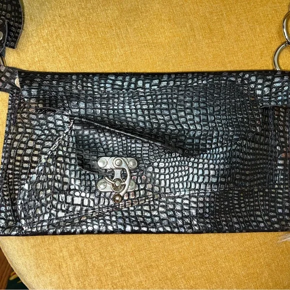 One of a kind, hand made black bag/belt bag/clutch. - Picture 5 of 6